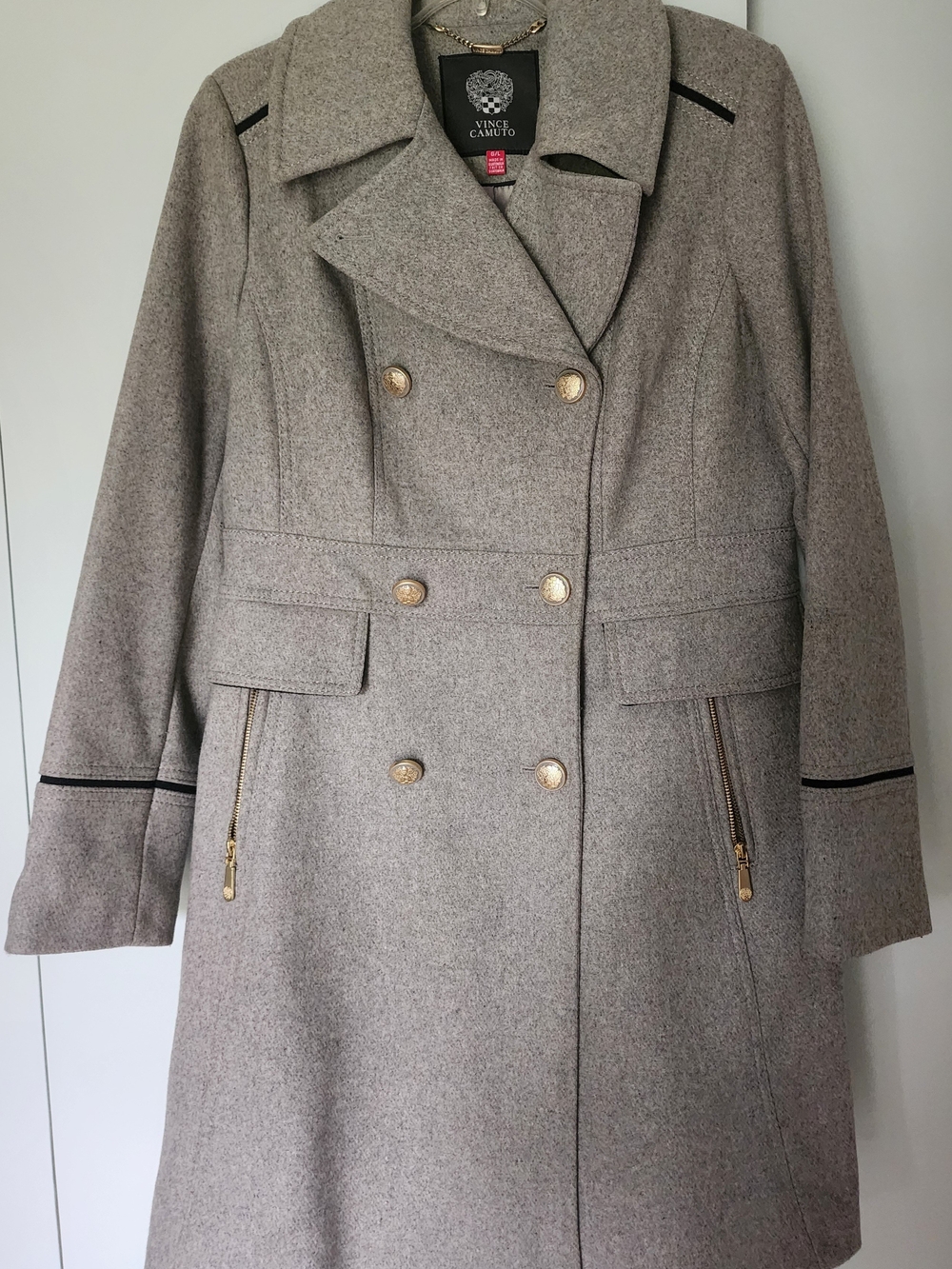 Vince Camuto Women's Double-Breasted Wool Blend Coat in Taupe